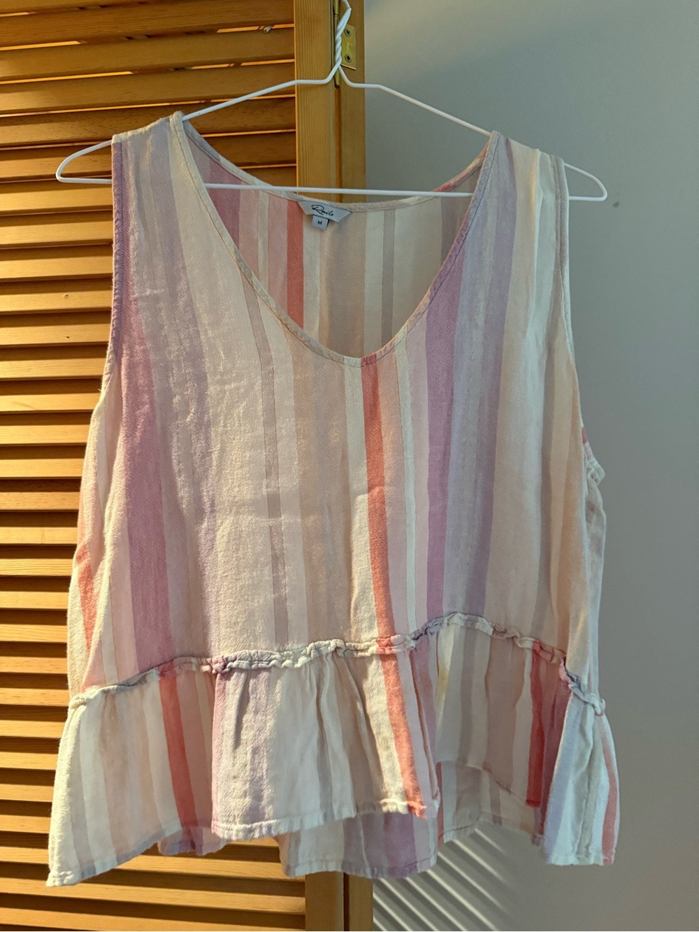 Rails Pink & Cream Striped Sleeveless Peplum Tank